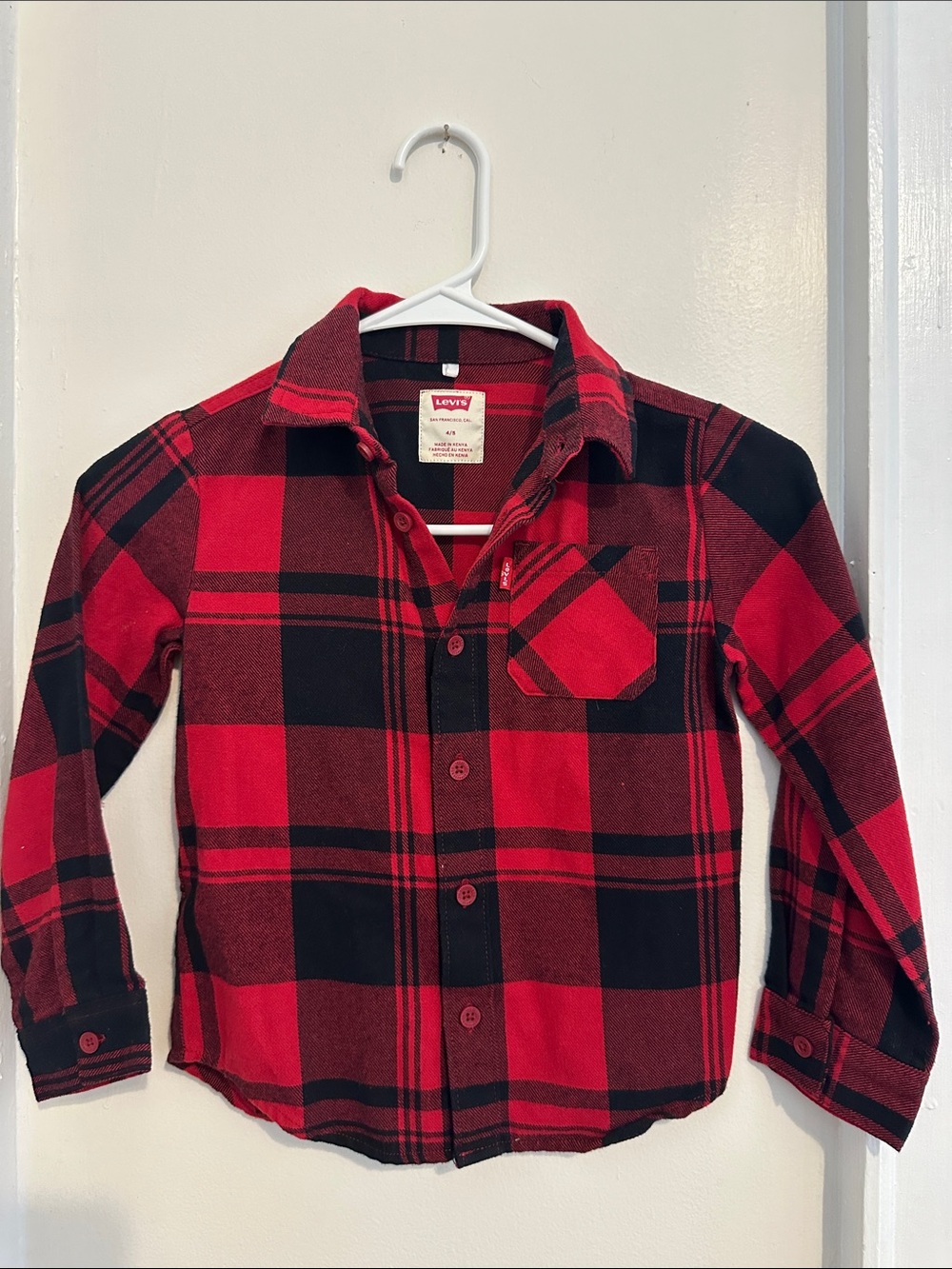 Levi's Red & Black Plaid Button-Down Kids Shirt